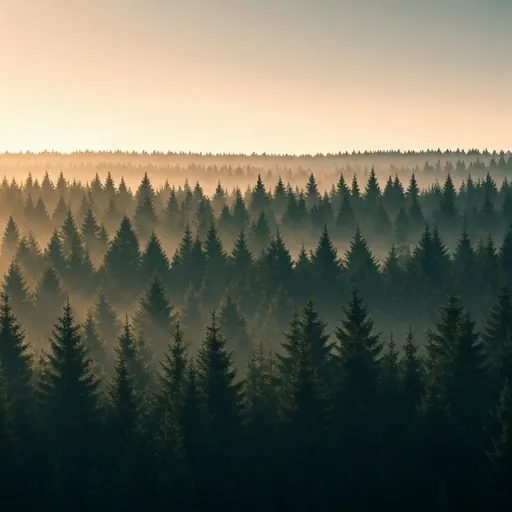 Soft-focus misty landscape at dawn