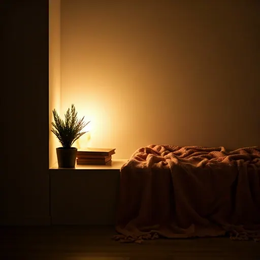 A softly lit bedroom used as an example room reading